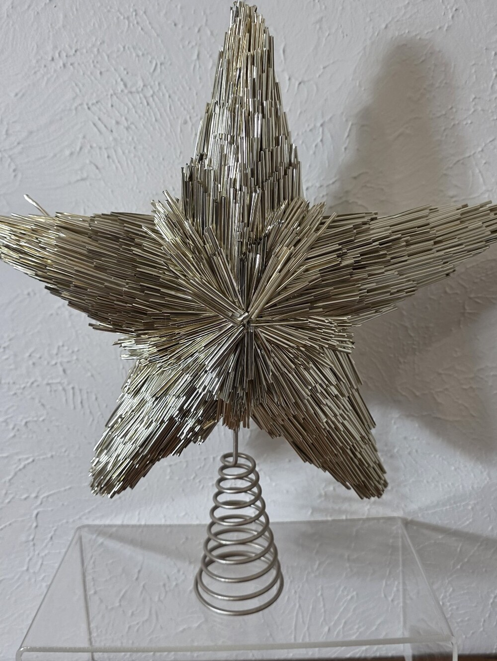 Christmas Tree Topper Silver Shimmer Star 13" Tall Holiday
